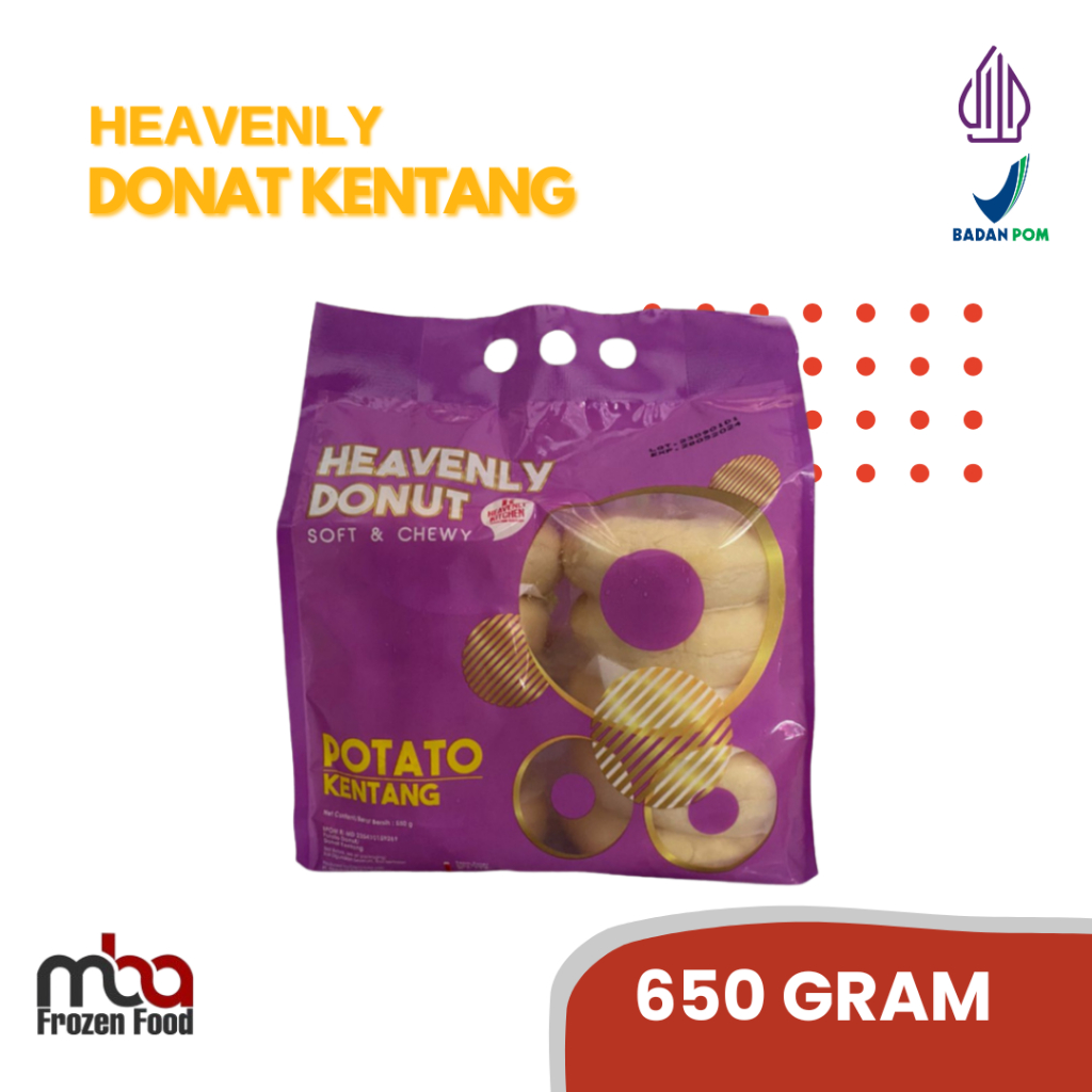 

Donat/donut heavenly gandum dan kentang 650gr /Donatkentang /Donat /Kentang /Roti /Gandum /Snack /Camilan /Kue /Cake /Dessert