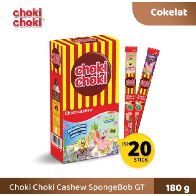 

Choki Choki Cashew Spongebob Box (Isi 20pc @10gr) Chokichoki Coklat Chocolate