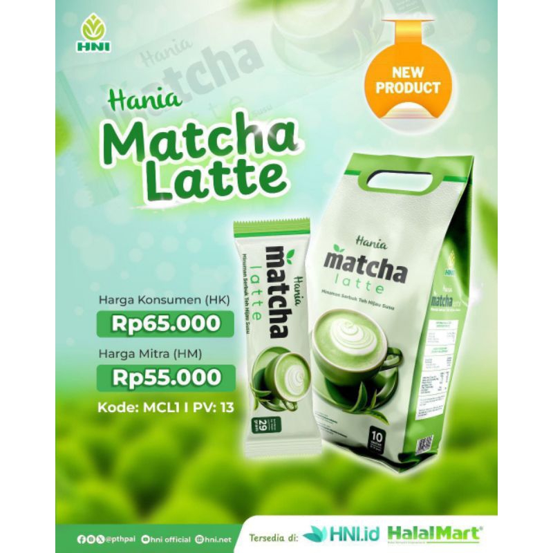 

matcha latte minuman hni alami isi 10 sachet