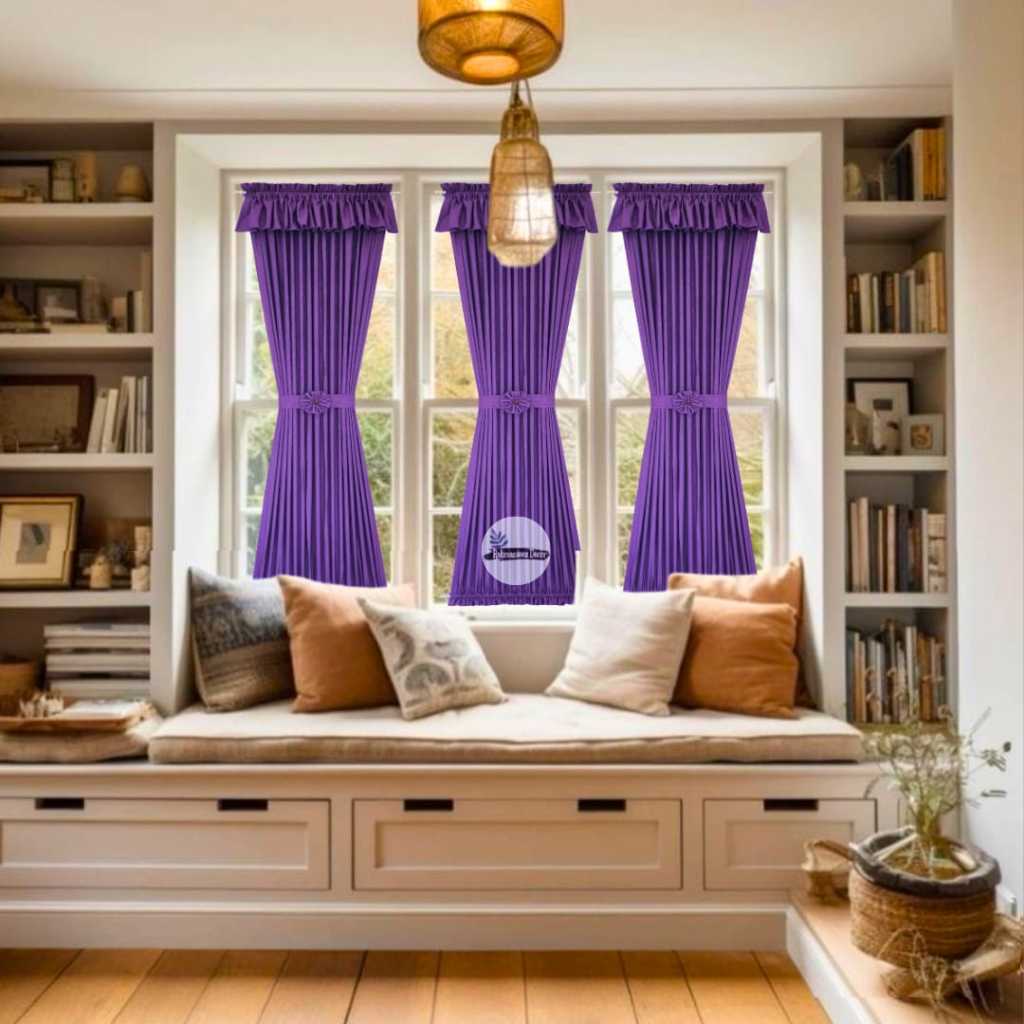 Gorden Kupu Kupu Poni Full Set Sepiral Tebal Mewah Elegan Jendela Minimalis