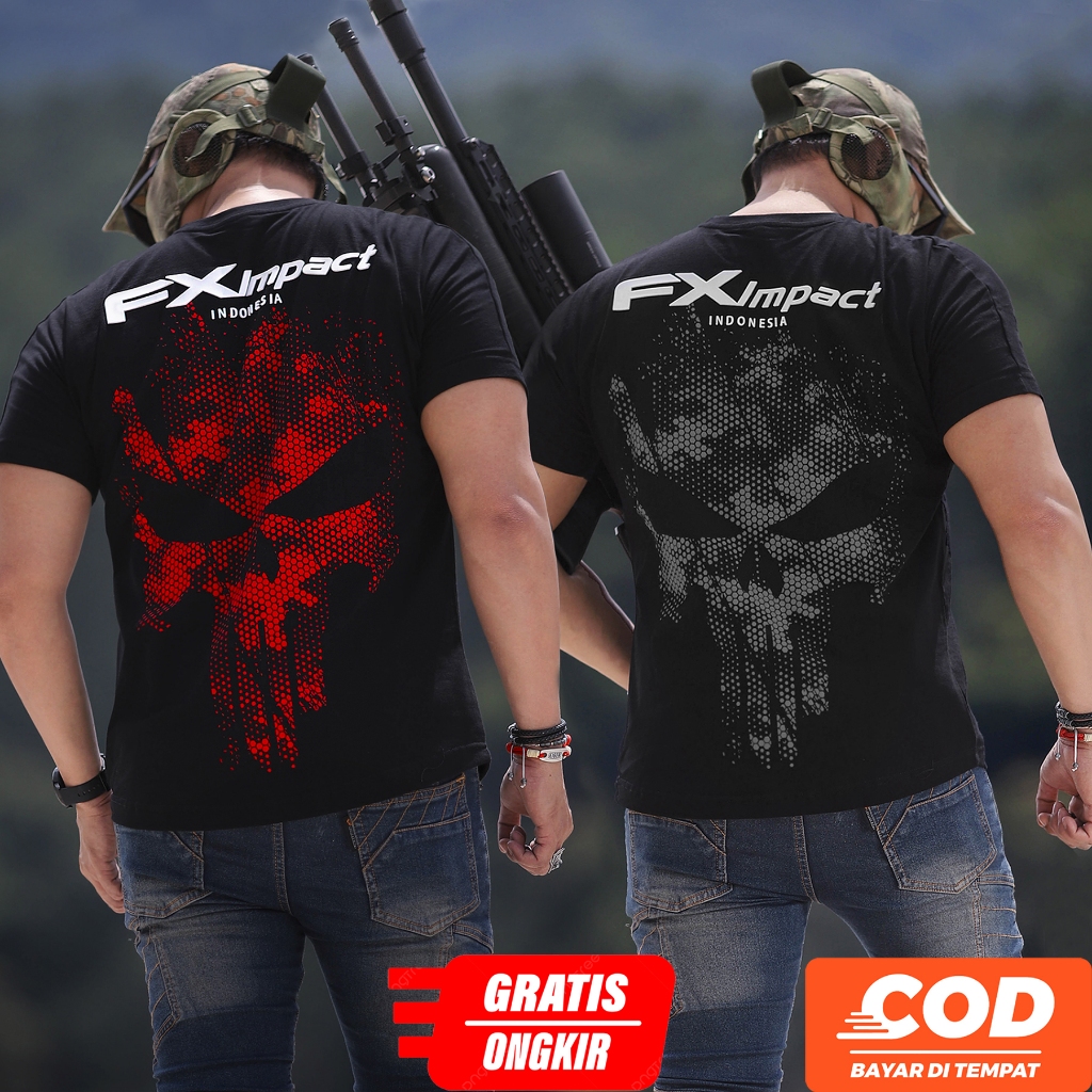 KAOSBOS.ID - Kaos Distro Tactical Pria FX Impact Indonesia Hunting Hitam