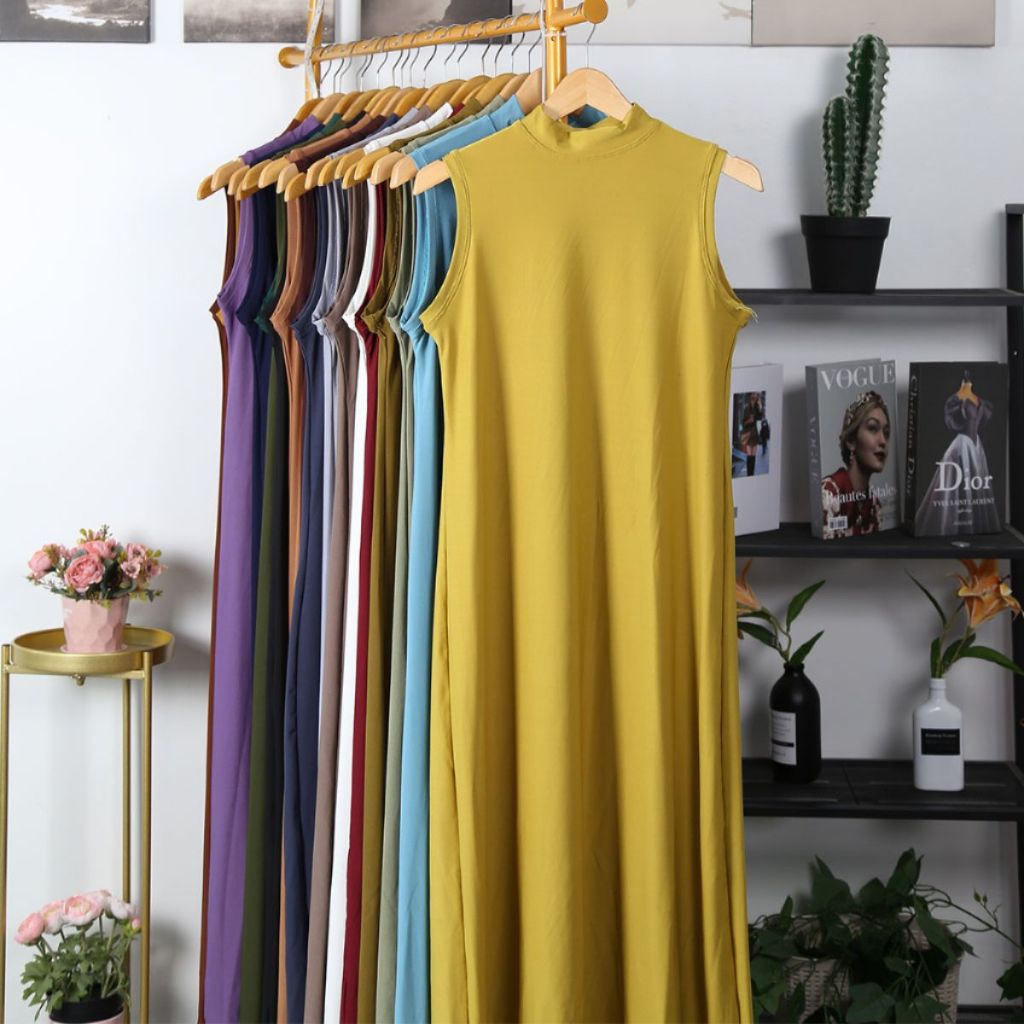 INNER GAMIS TANPA LENGAN JERSEY | INNER DRESS DALEMAN GAMIS POLOS BAHAN JERSEY PREMIUM | GAMIS KUTUN