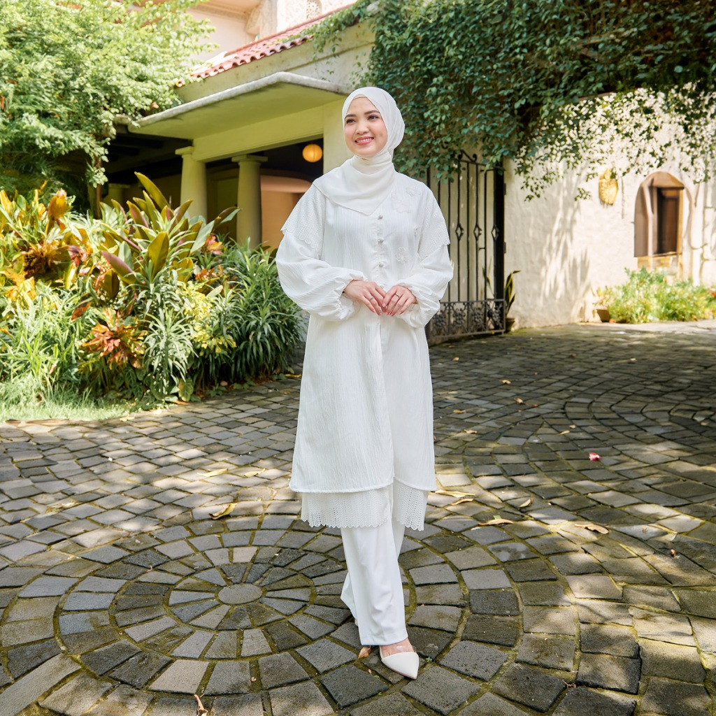 ZM Zaskia Mecca - Glenda Midi Dress - White Series - Binar Samudra