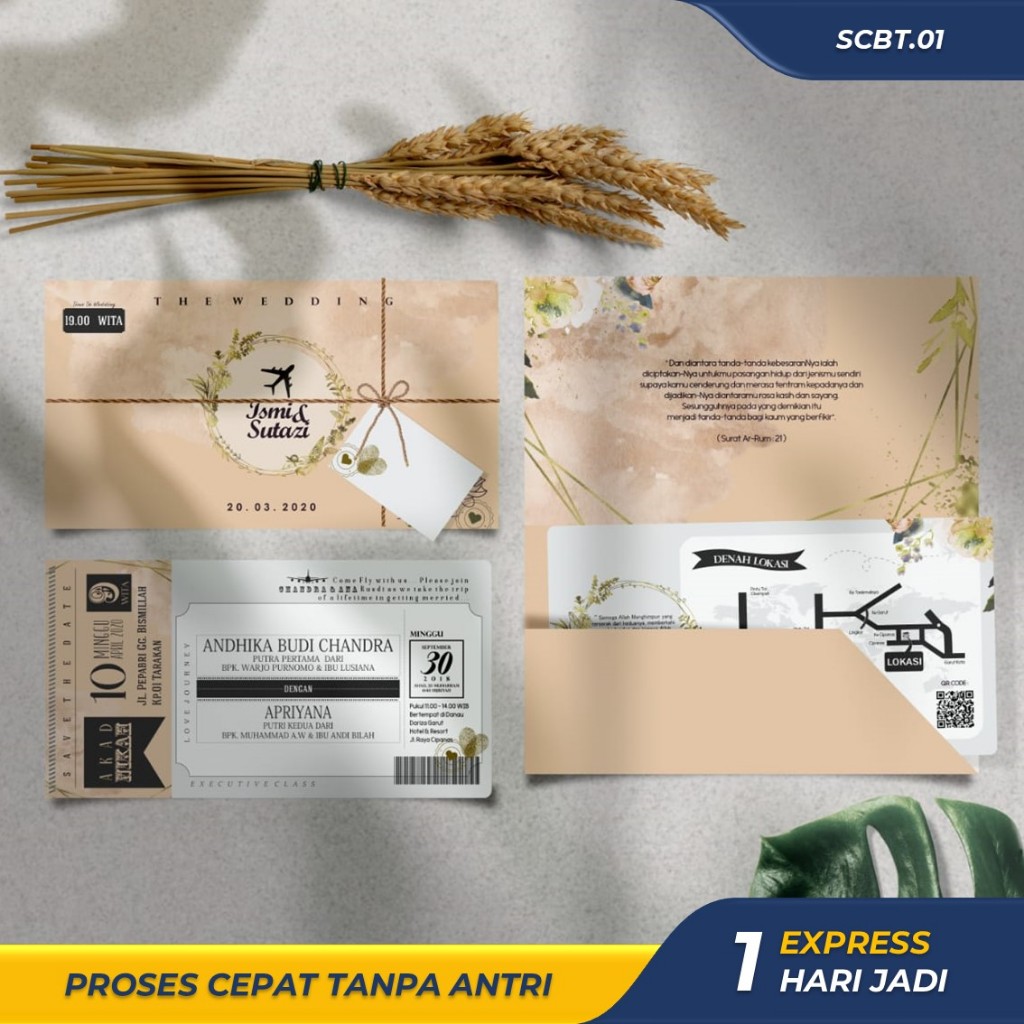 UNDANGAN PERNIKAHAN PASSPORT AESTHETIC ELEGAN UNIK MURAH SOFTCOVER BAHAN TEBAL GRIYA SCBT.01