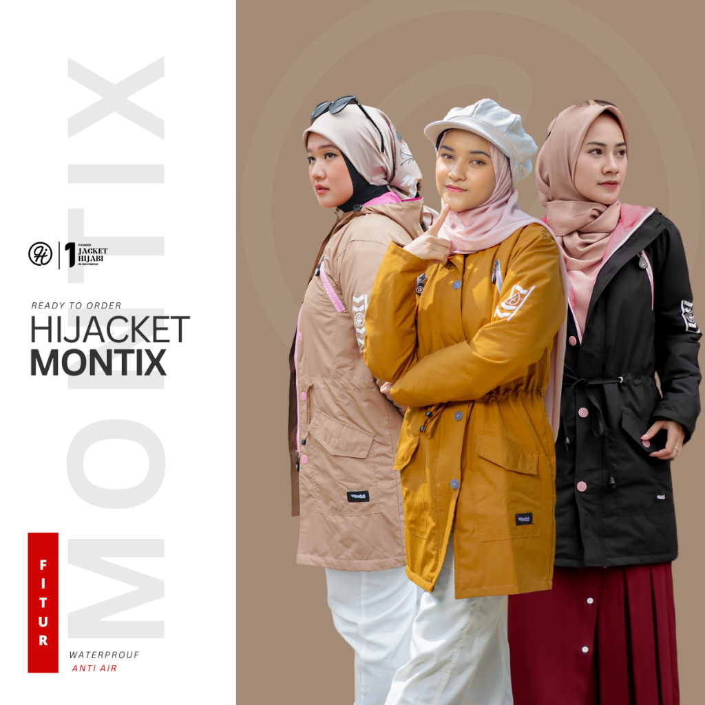 ✔️NO.1 TERLARIS✔️ HIJACKET ORIGINAL MONTIX - JAKET MUSLIMAH WATERPROUF ANTI AIR - Jaket Hijaber