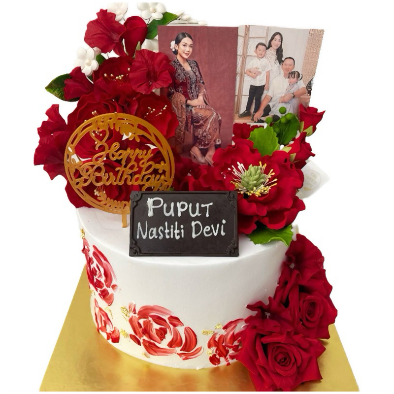 

Cake Red Flower With Photo