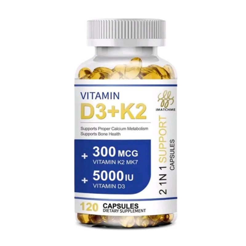 (PROMO!) Vitamin D3 5000 IU + K2 300mcg 120 Kapsul Import Vit D 5000IU