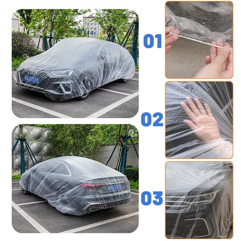 FREE ONGKIR COVER MOBIL TRANSPARAN SARUNG MOBIL BENING TEBAL PLASTIK WATERPROOF TRANSPARAN TEBAL