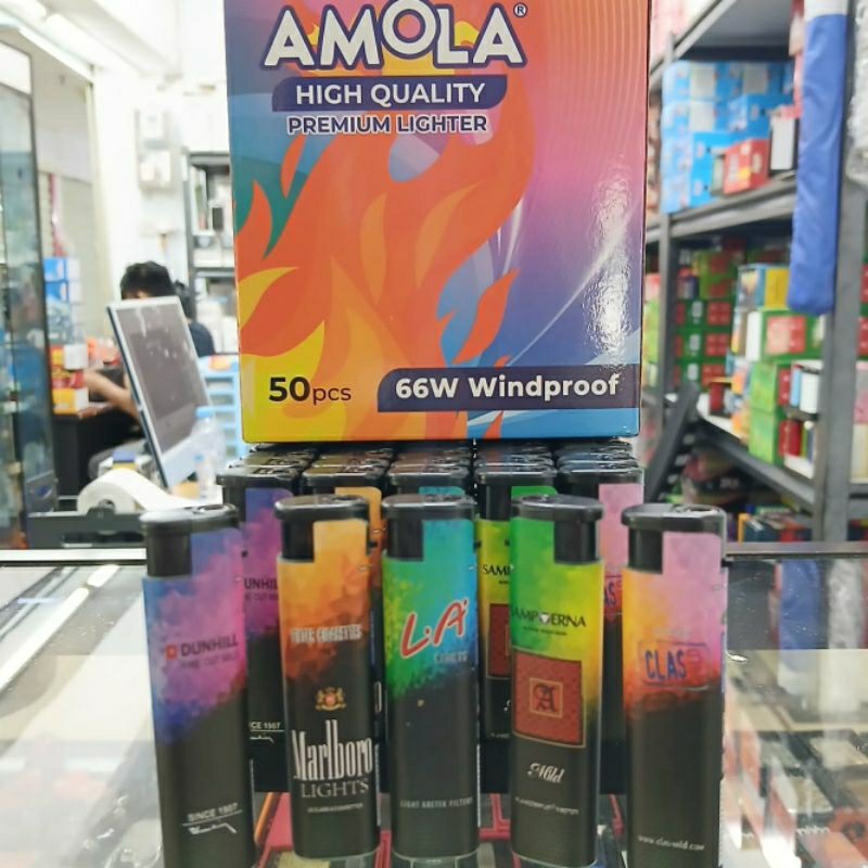 Korek api bara AMOLA bodi slim warna keren / korek api / pemantik