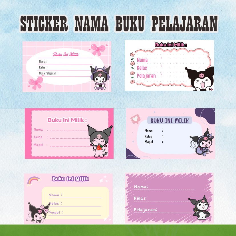 

(isi 44 pcs) STIKER NAMA BUKU PELAJARAN ANAK TEMA KUROMI