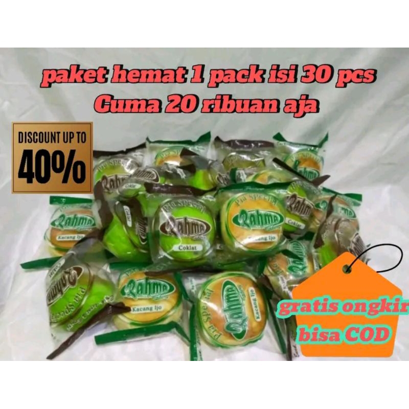 

PAKET HEMAT 30 PCS ROTI GEPENG PIA BASAH RASA COKLAT DAN KACANG IJO MURAH BEST SELLER || ROTI GEPENG JADUL ISI COKLAT DAN KACANG IJO ENAK LEMBUT MURAH