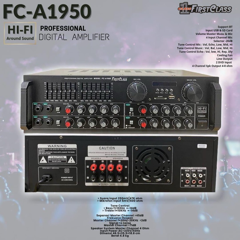 Amplifier Karaoke Firstclass FC A1950 / FCA 1950 / FC-A1950 Bluetooth Digital Amplifier