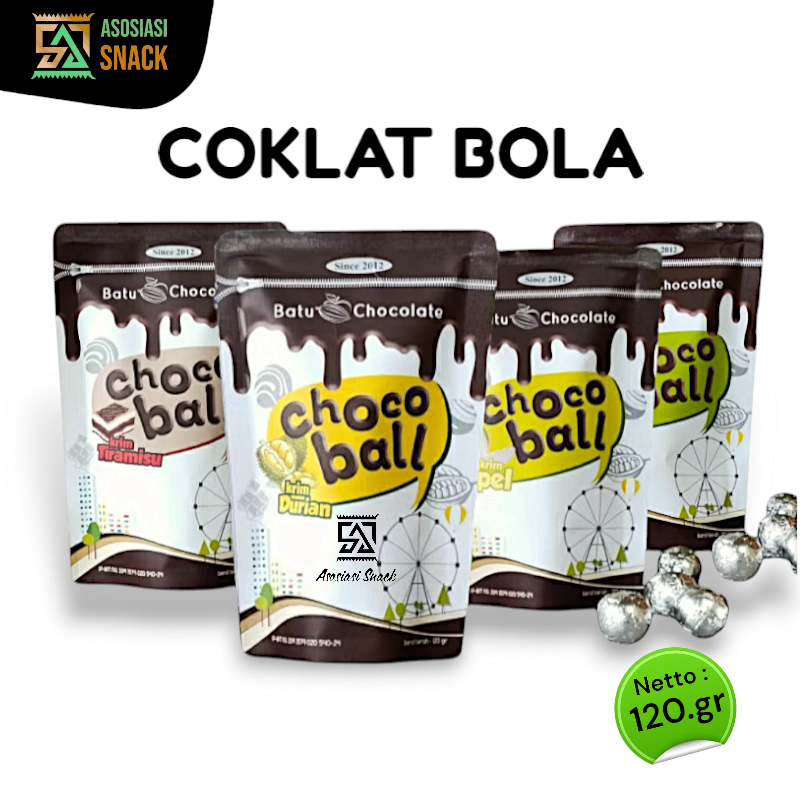 

CHOCO BALL Coklat bulat isi Tiramisu, Durian, Apel, Matcha cemilan snack oleh oleh malang