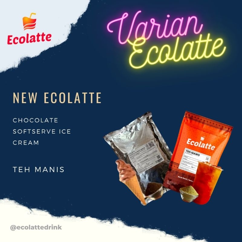 

ECOLATTE 1KG ICE CREAM CHOCOLATE SOFT SERVE DAN POWDER VARIAN TEH MANIS / TEH VIRAL / TEH 3000 BUBUK MINUMAN PREMIUM