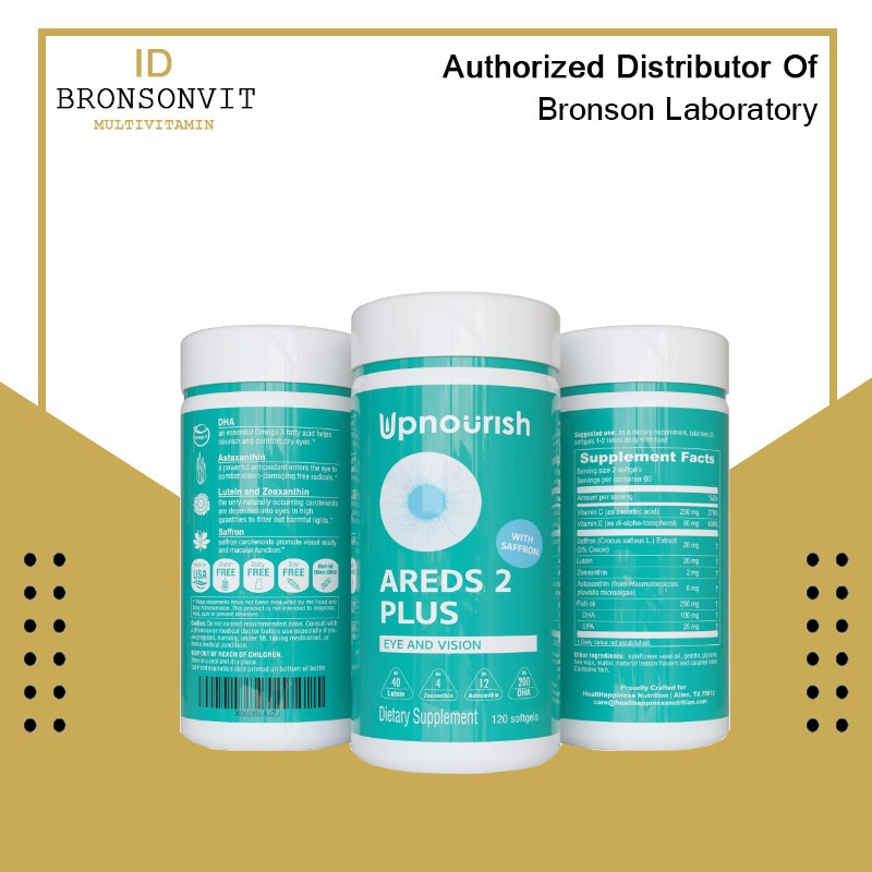 Upnourish Areds 2 Plus For Eye 120 Softgels Lutein Zeaxanthin Saffron
