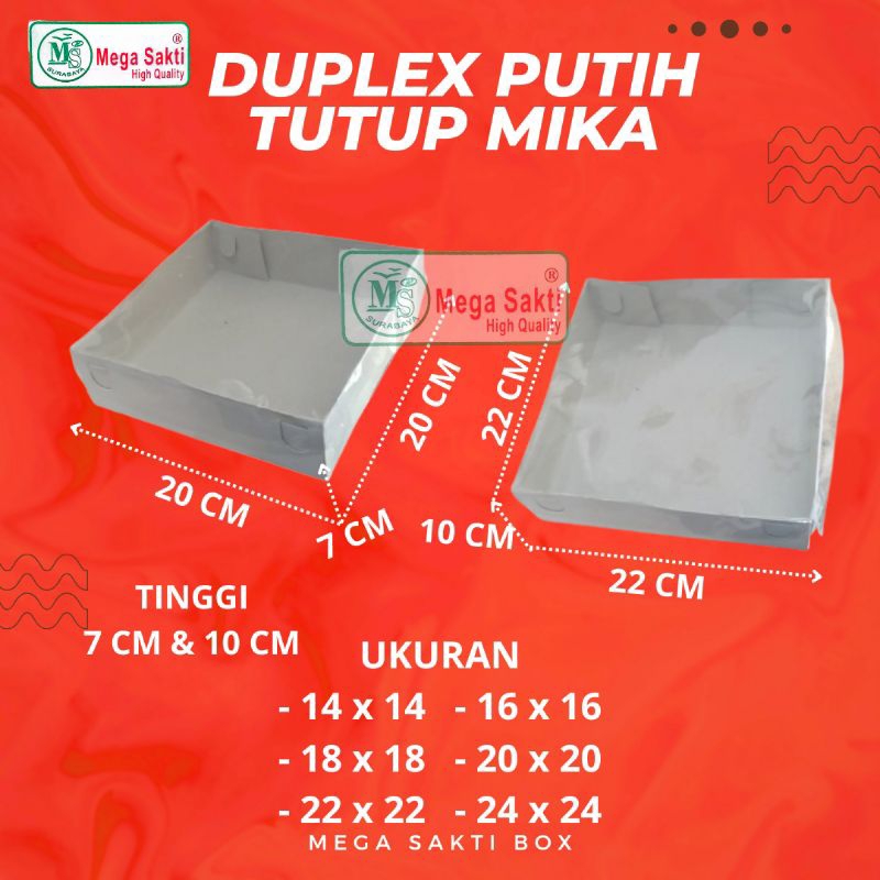 

(ISI 10 PCS) DOS / DUS DUPLEX PUTIH TUTUP MIKA TINGGI 7 CM & 10 CM / KARTON BOX KOTAK HAMPERS DUPLEX MIKA