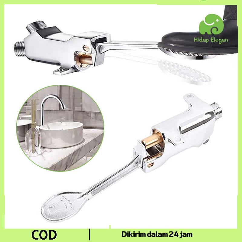 1 Set Kran Injak Wastafel Alat Pedal Kaki Kran Injak Kaki Stainless Foot Pedal Valve For Kran Wastaf