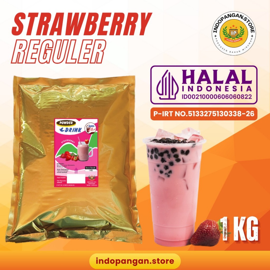 

Powder Rasa Strawberry 1 Kg (Mix gula) Kemasan Foil - Bubuk Minuman Rasa Stoberi1 Kg
