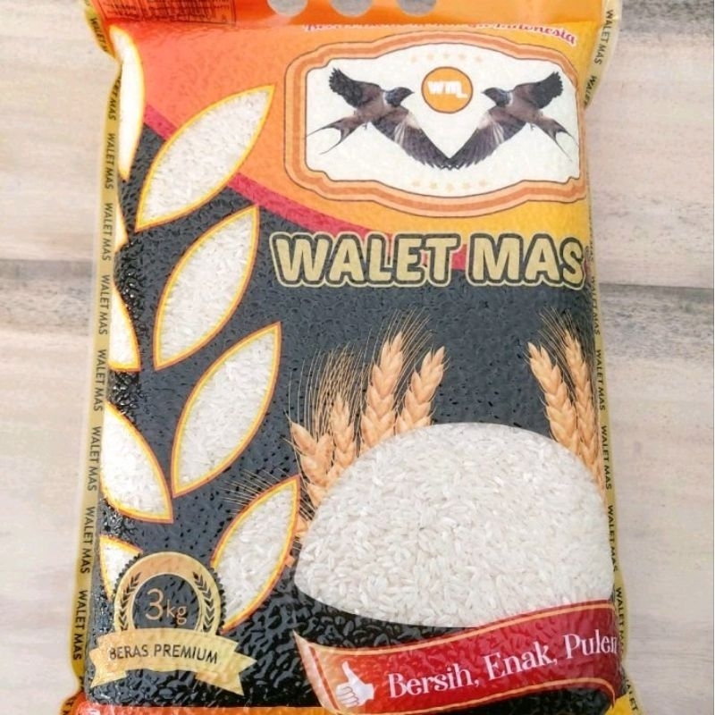 

B3 BERAS WALET MAS 3KG PULEN ENAK MURAH