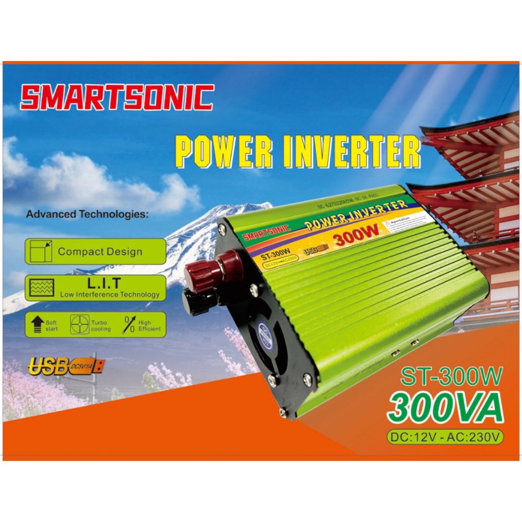 SMARTSONIC Power Inverter 100 Watt 12Volt / Inverter 100W DC 12V to AC 220V