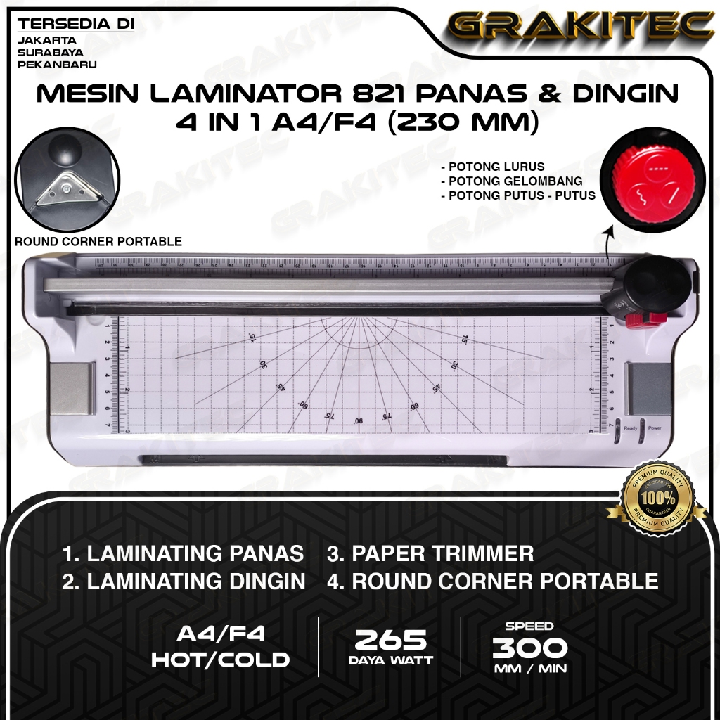 

Grakitec Mesin Laminating A4/F4 (4in1) 230mm (Bisa Laminating Panas dan Laminasi Dingin, untuk KTP, Ijasah, KK, Sertifikat, Akte Kelahiran)
