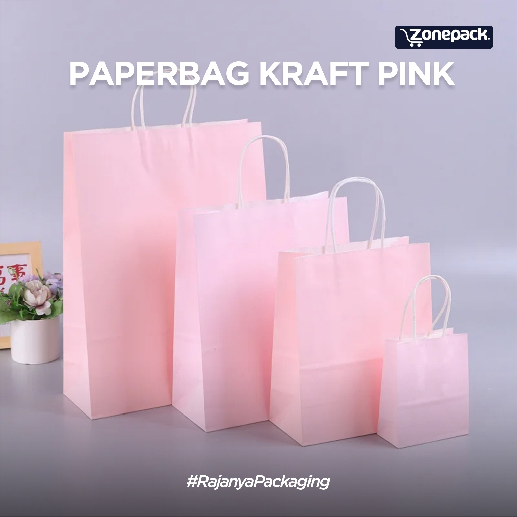 

Paperbag Kraft Warna Pink | Paperbag Shopping Bag | Tas Kertas Polos Kraft Merah Muda | Paper Bag Kado souvenir wedding packing olshop