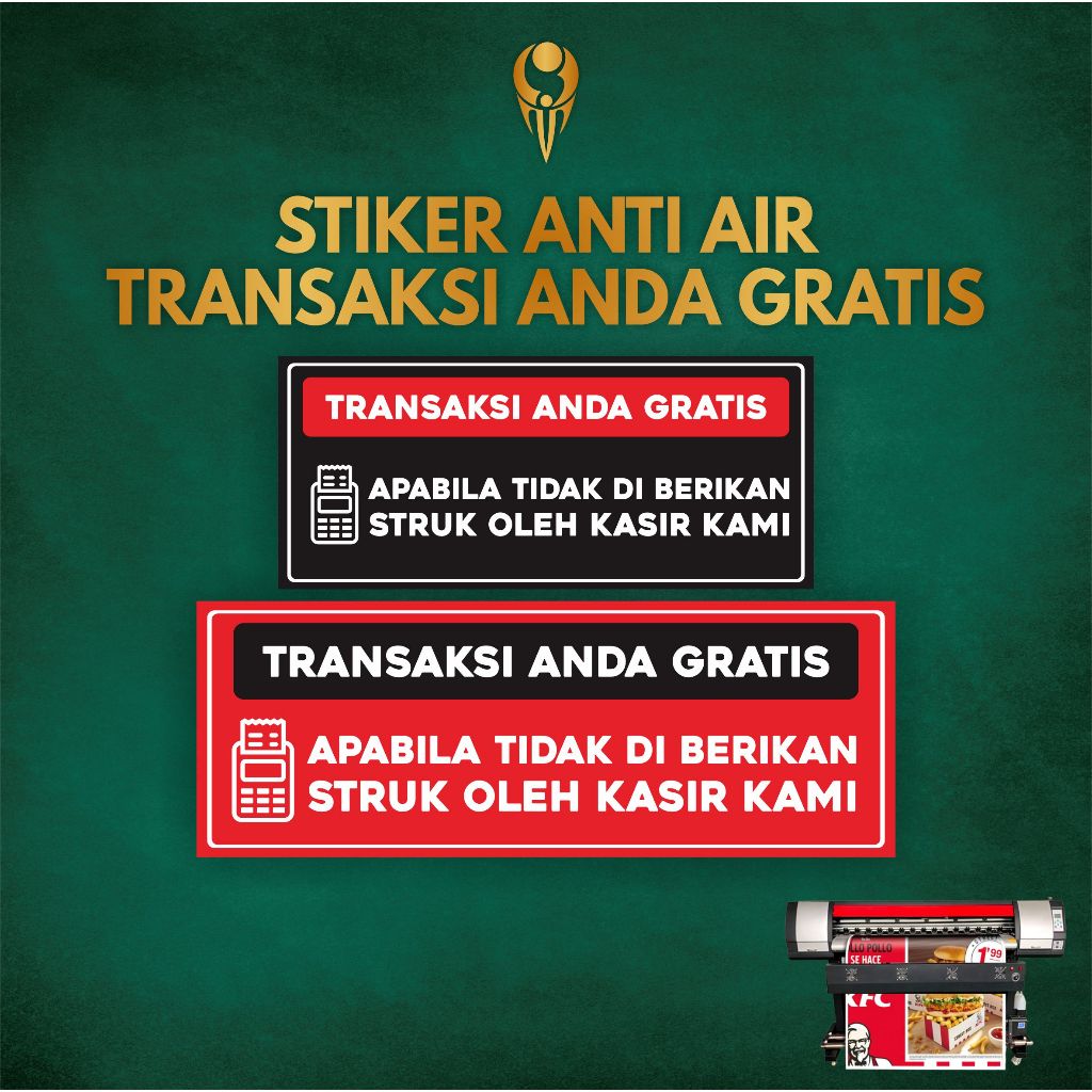 

STIKER TRANSAKSI ANDA GRATIS BILA TIDAK DI BERIKAN STRUK NOTA ANTI AIR - SOLDIMPRO