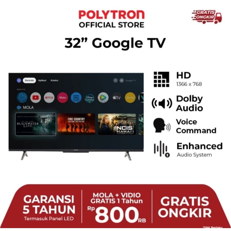 TV LED POLYTRON 32INCH ANDROID TV 32RG TV LED POLYTRON 32 INCH ANDROID GOOGLE 32 RG