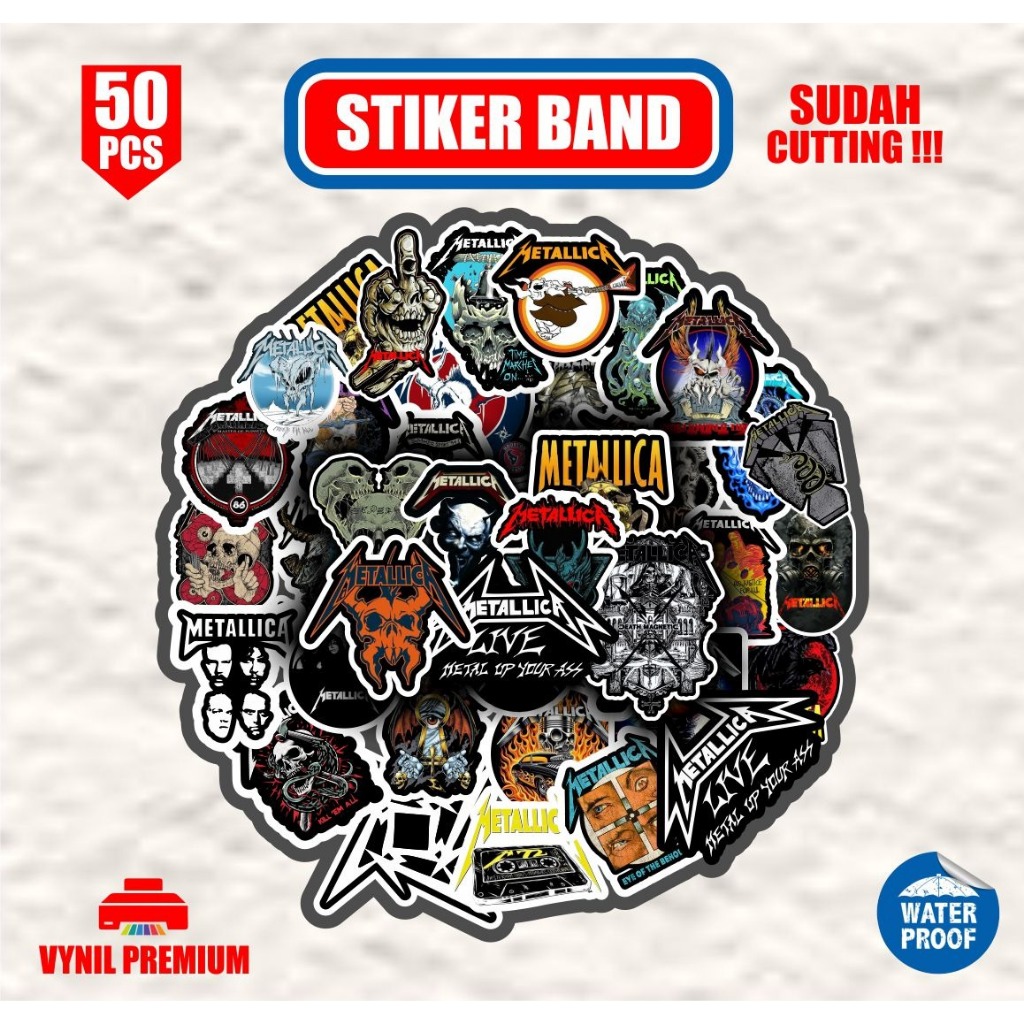 

stiker pack band metalica 50pcs stiker case aesthetic