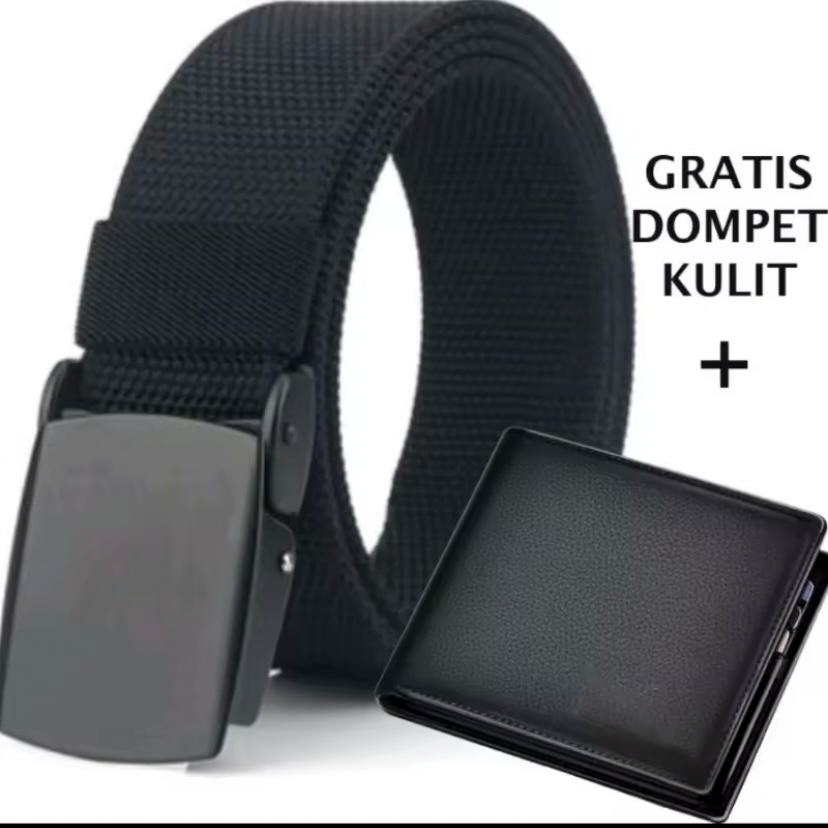 Free Dompet - Sabuk Pria Kanvas Nylon Outdoor Anti Sensor