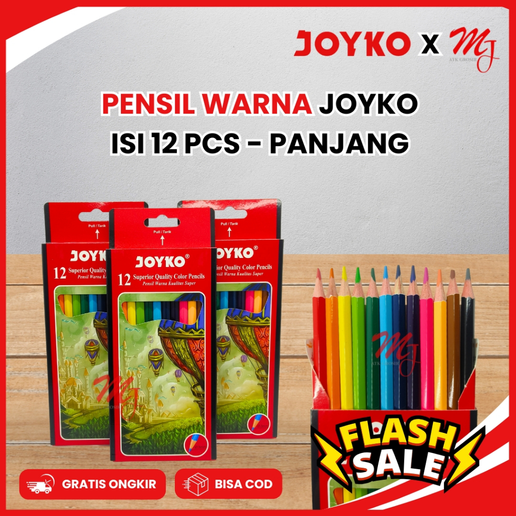 

Colour Pencil / Superior Quality Color Pencil / Pensil warna isi 12 Warna Panjang Joyko CP-100