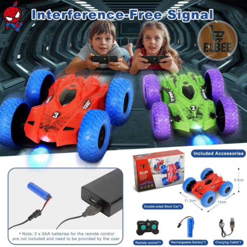 Elbee - Mainan mobil Remot Control RC Stunt car Super Hero Model Spiderman dan Hulk RC Car Rolling D