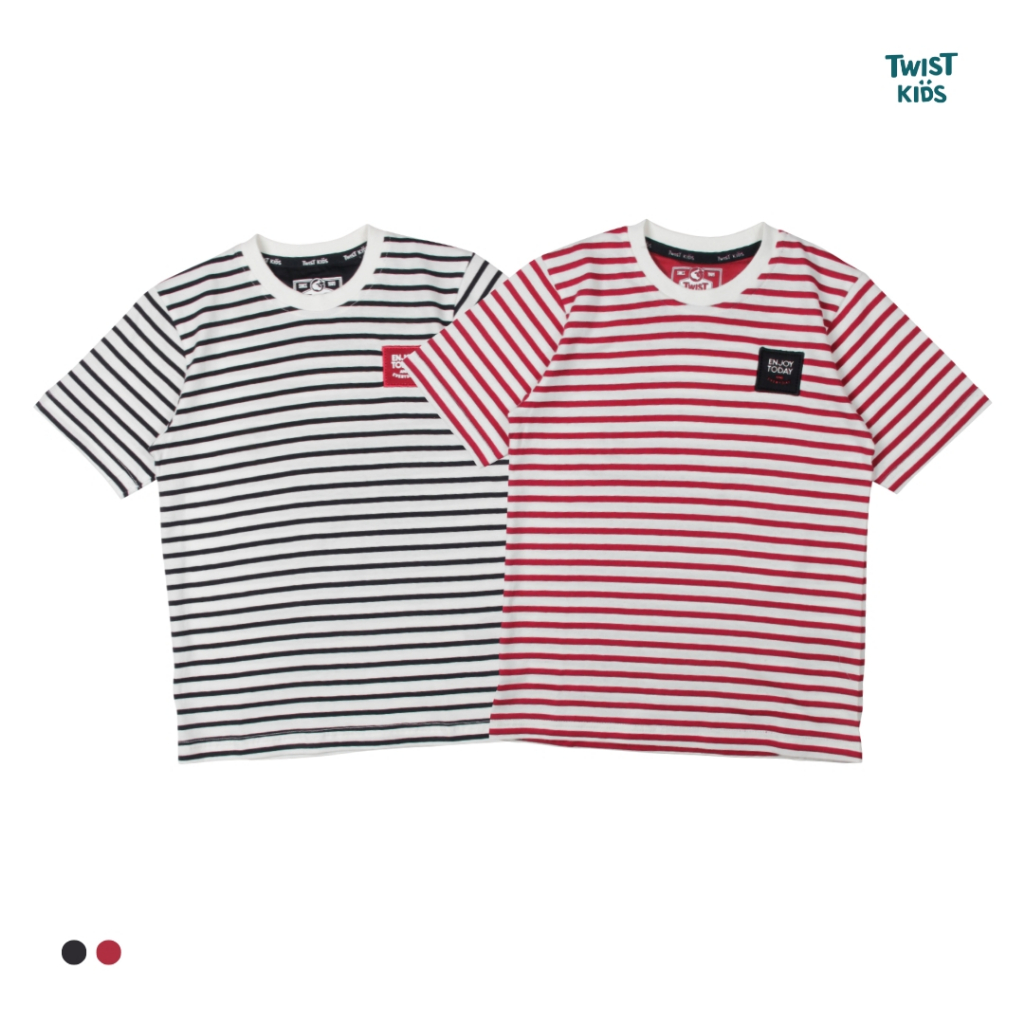 Twist Kids - Line C, Alltime Denim Series, Kaos Lengan Pendek Motif Stripe Anak Laki-Laki