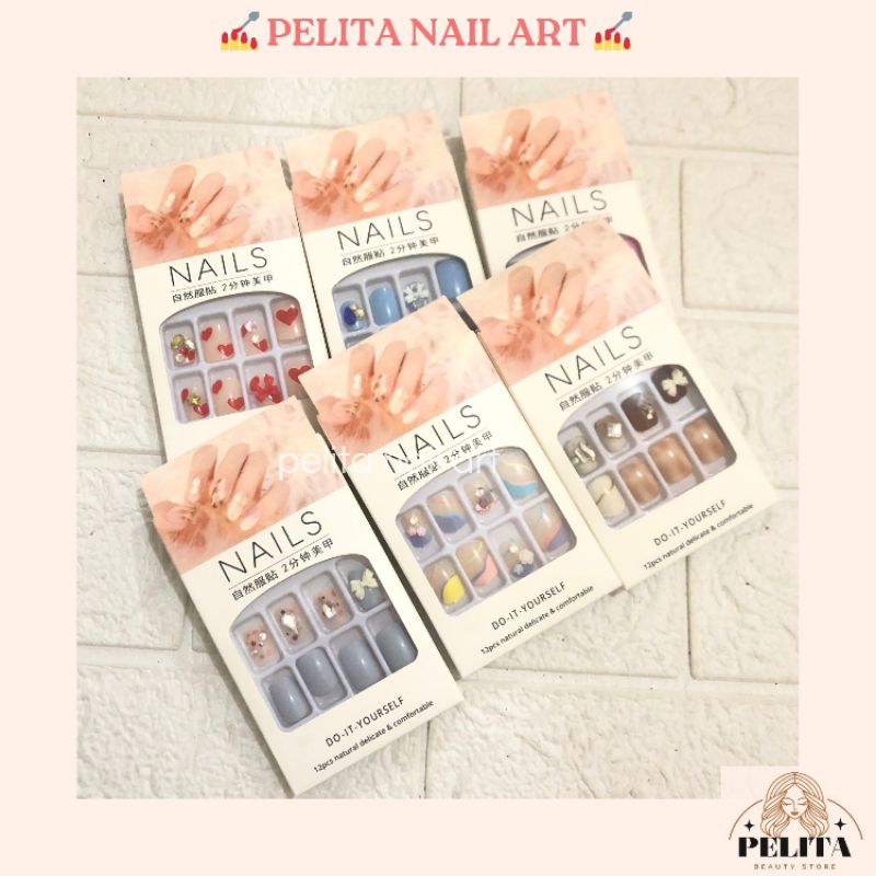 [ A2 ] Kuku palsu 12pcs Kuku palsu free lem gel Kuku palsu akrilik bagus murah