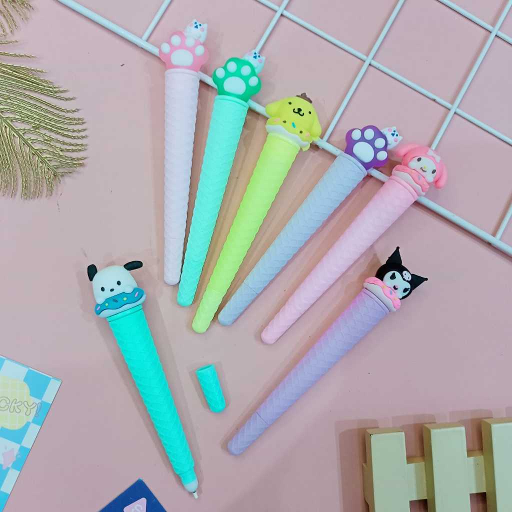 

PULPEN ICE CREAM ES KRIM / PEN BOLPOIN PENA PAW Gel Ice Cream Cone Super Cute Tinta Hitam