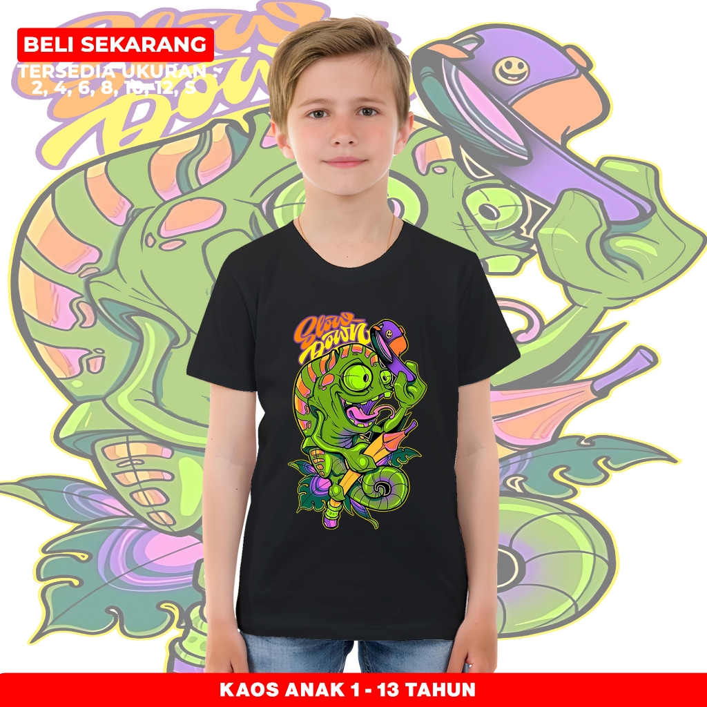 BAJU ANAK - KAOS HEWAN BUNGLON - TSHIRT DISTRO HEWAN NEW UNTUK ANAK COWOK TERBARU - BISA COD