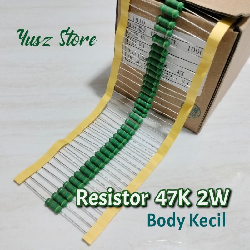 Resistor 47K 2W Body Kecil 47K 2 Watt Hijau Berkualitas