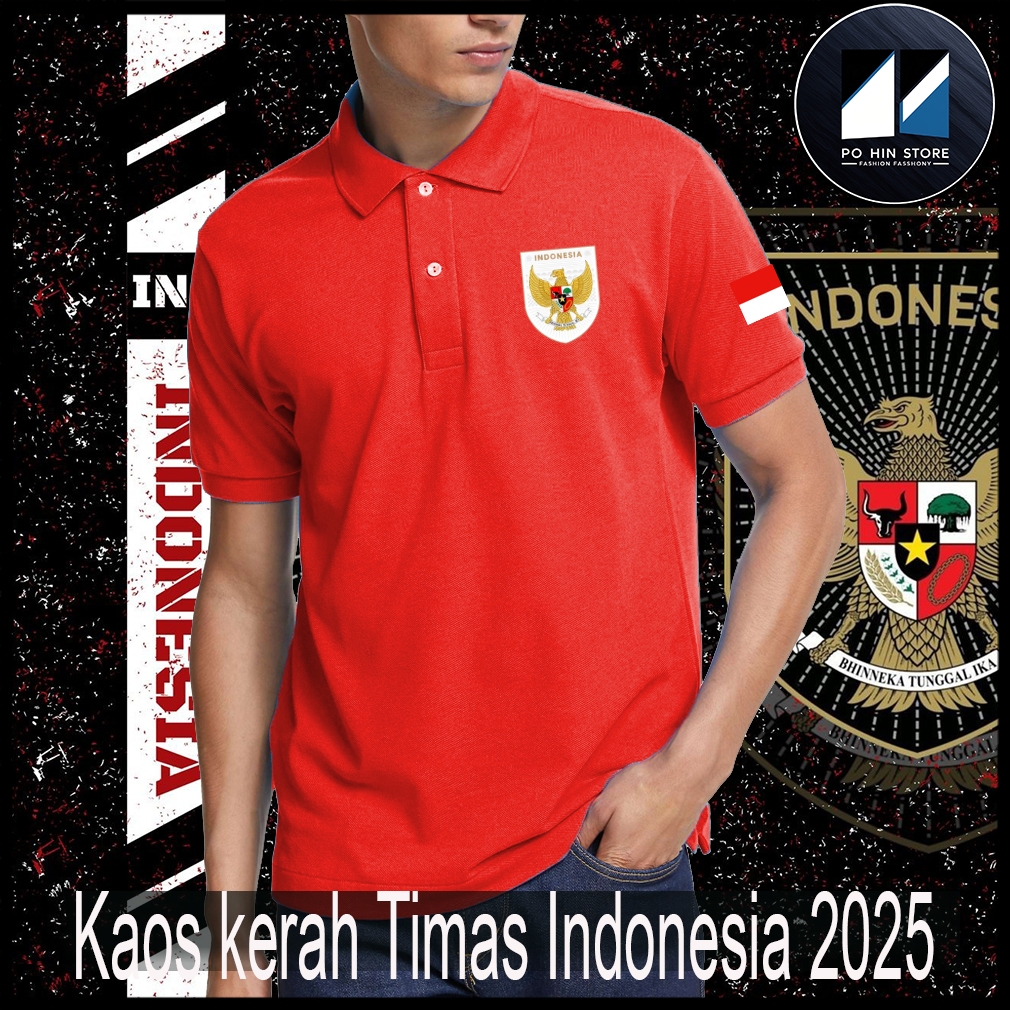 BAJU KERAH TIMNAS INDONESIA / KAOS KERAH TIMNAS / BAJU TIMNAS INDONESIA TERBARU