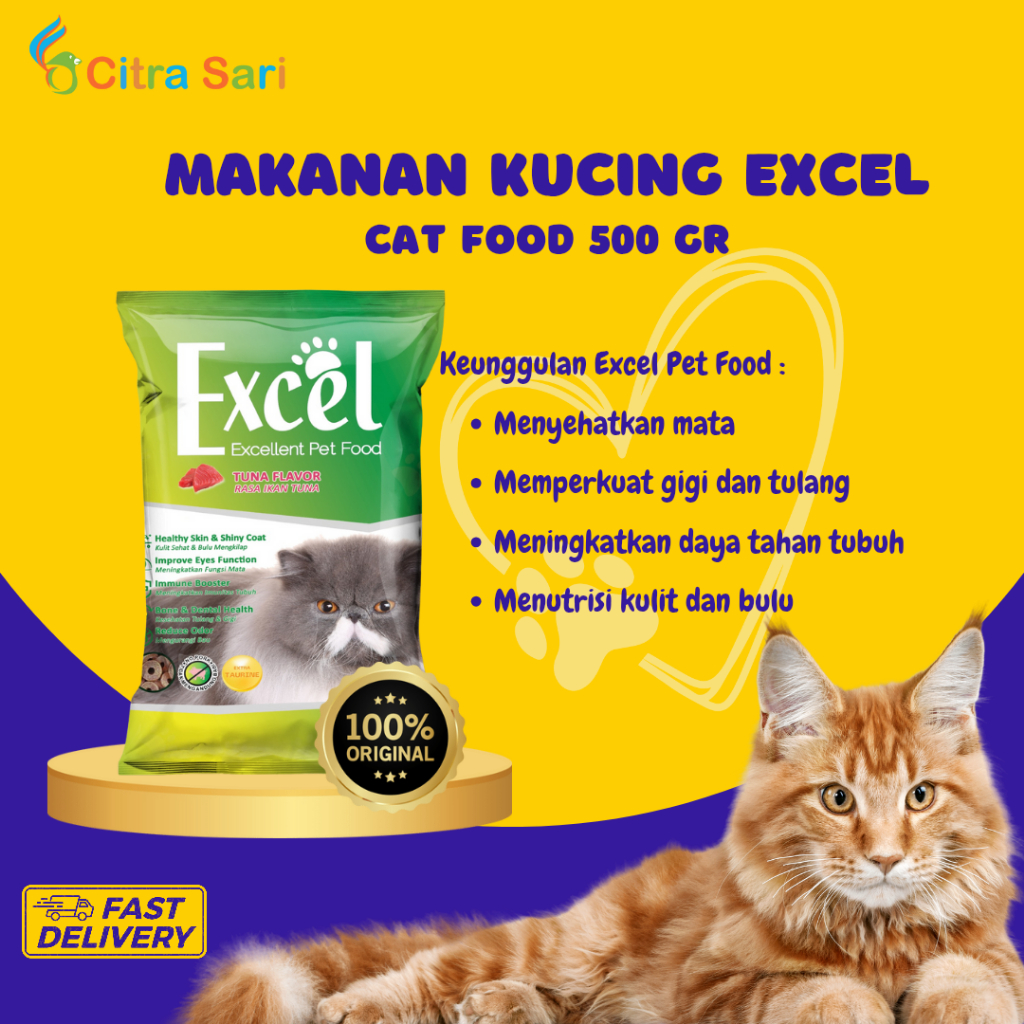 Citra Sari Online | Excel Tuna Donat 500gr Makanan Kucing Excel Hijau Donat