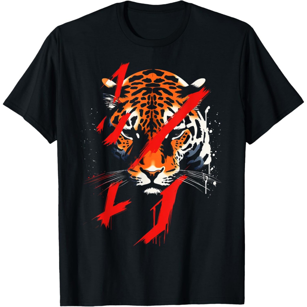 Seni Harimau Lukisan Wajah Hewan Abstrak Grafis Kaos Harimau