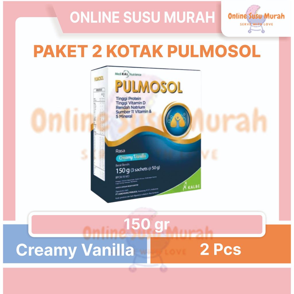 

PULMOSOL PAKET 2 KOTAK VANILA 150 GR SUSU DEWASA 150GR SSKD