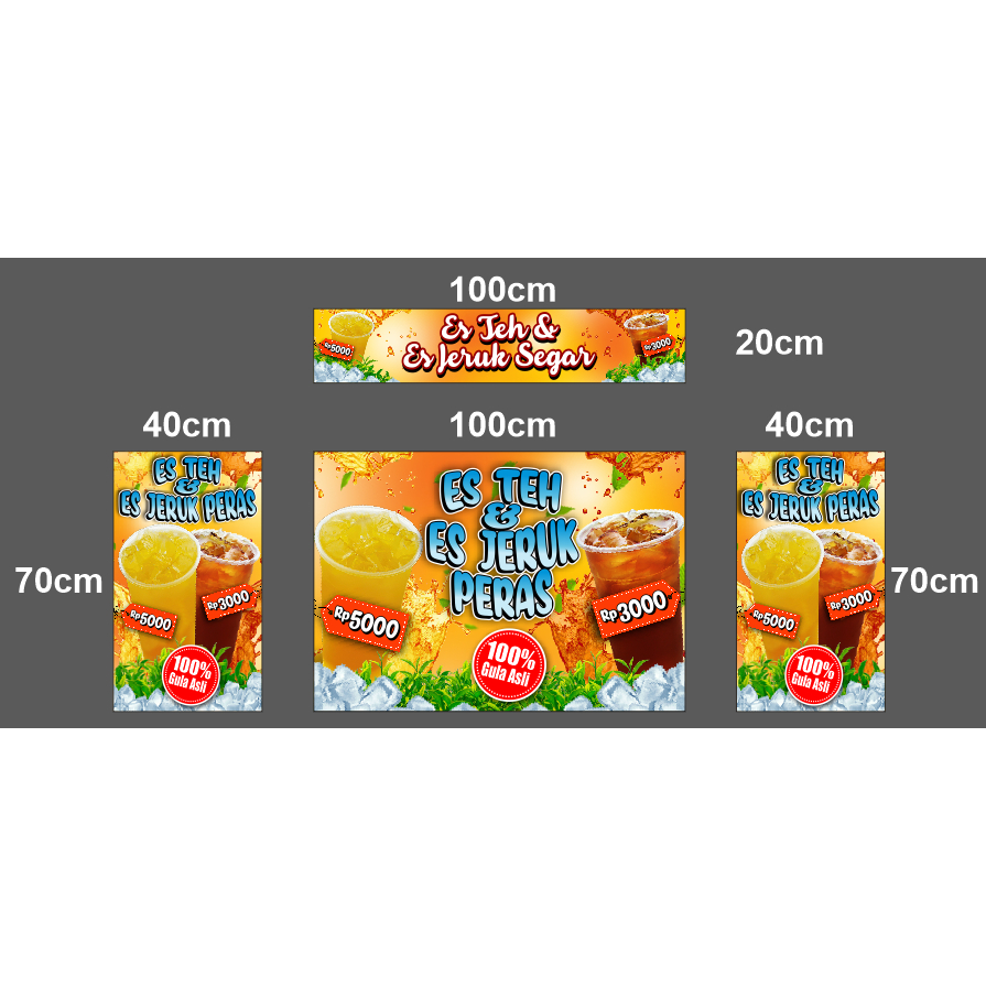 Custom banner rombong / booth es teh es jeruk | Custom Desain | Custom Ukuran