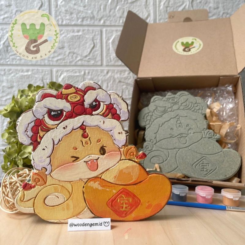 

WOODENGEM Snake CNY DIY Wood Painting Kit Mewarnai Melukis Mainan Anak Hampers Souvenir Ulangtahun