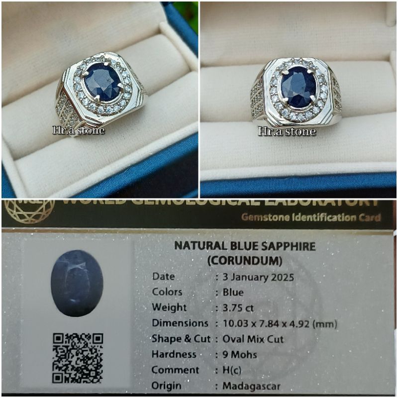 CINCIN BATU BLUE SAPPHIRE CORUNDUM ASLI NATURAL