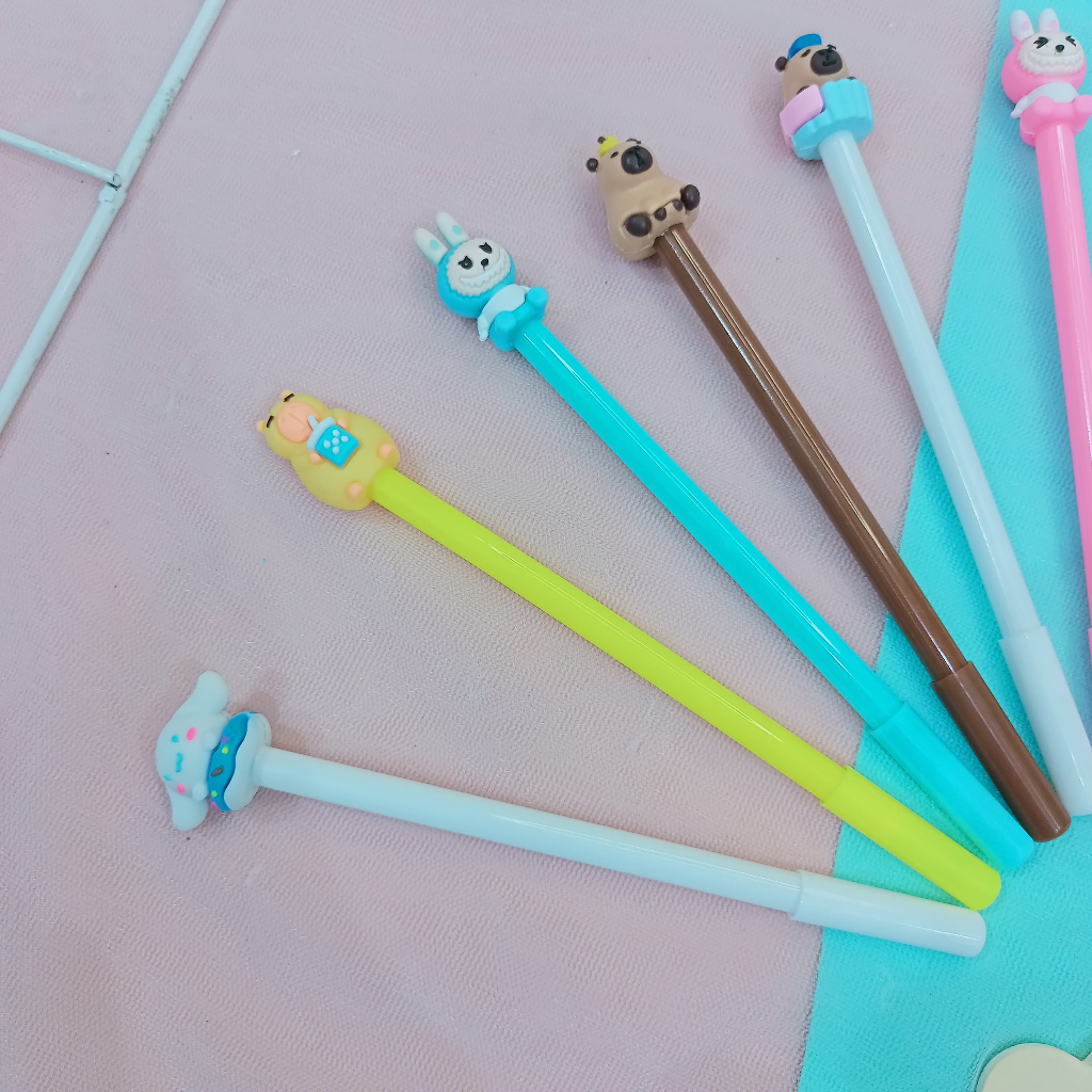 

1 pcs Pulpen Gel Karakter Sanrio Labubu / Bolpoin Gel tinta hitam pen labubu alat tulis sekolah