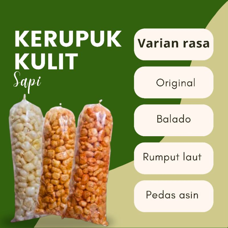 

Kerupuk kulit sapi 100gr/Snack/keripik/makanan/kerupuk/rambak/derokdok