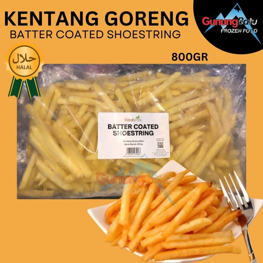 

MC CAIN KENTANG GORENG BATTER COATED SHOESTRING 800GR