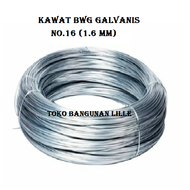 Kawat BWG Galvanis No.16 Kawat Seng Putih 1.6 mm Alat Pengikat Beton Kawat Bendrat Tali Gantungan Je