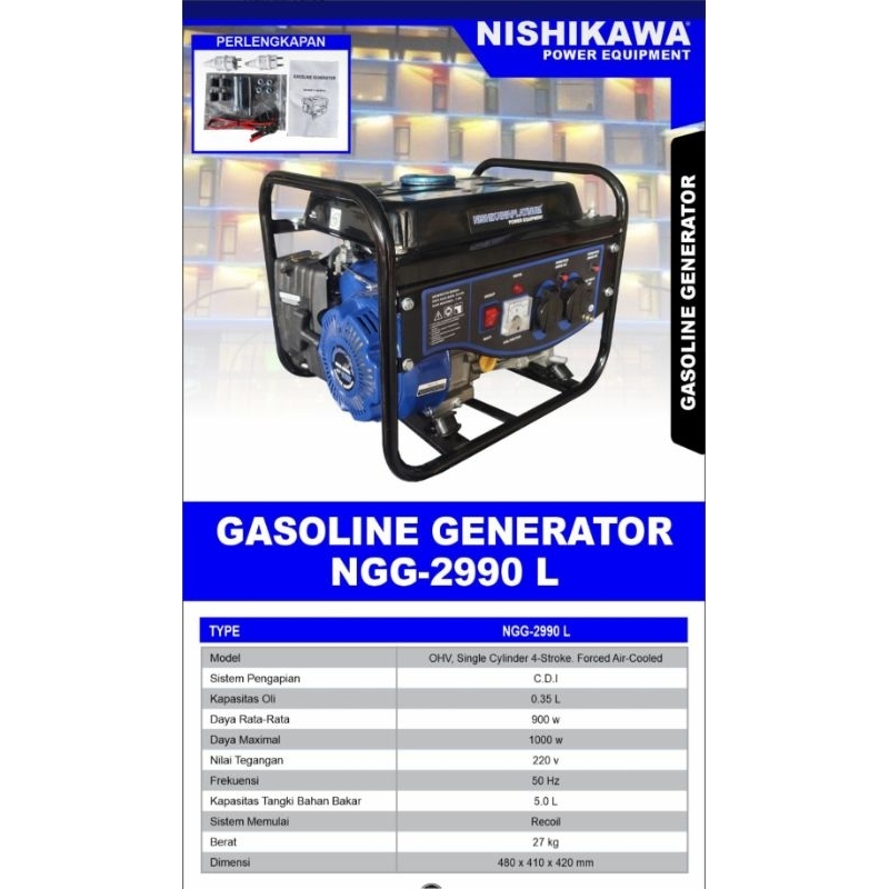 GENSET GENERATOR 1000 WATT  NISHIKAWA NGG 2990 L