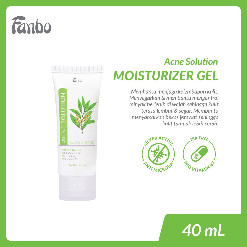 Fanbo Acne Solution Moisturizer Gel 40ml - Pelembab Wajah Menyamarkan Bekas Jerawat Untuk Kulit Berj
